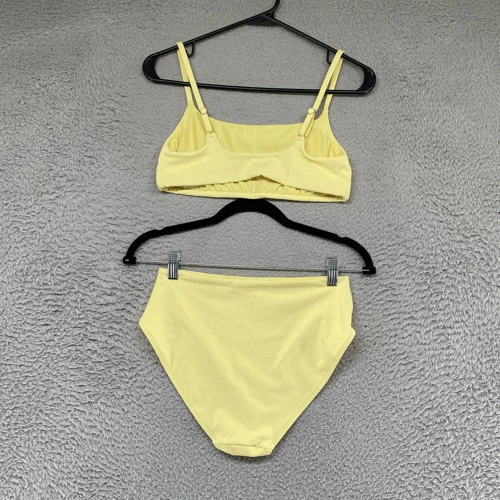 Athleta Bikini Set Womens Small Butter Yellow High Waisted 2 Piece Swim Beach